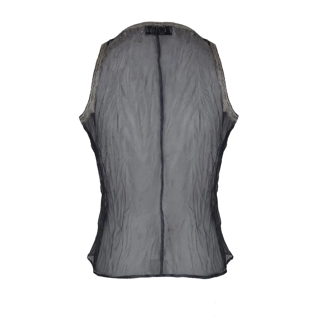 Gianfranco Ferré Sheer Top - '90s Grey Silk Good - Back View