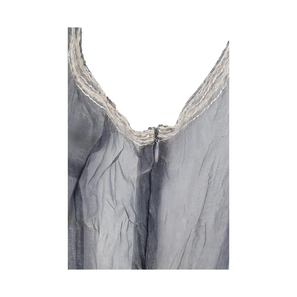 Gianfranco Ferré Sheer Top - '90s Grey Silk Good - Model View