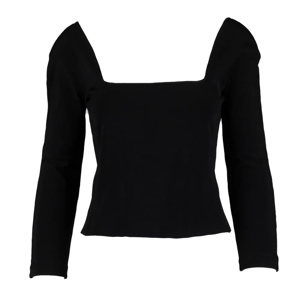 Unsigned Top with Jewelled Brooch - '10s Black Good - Front View