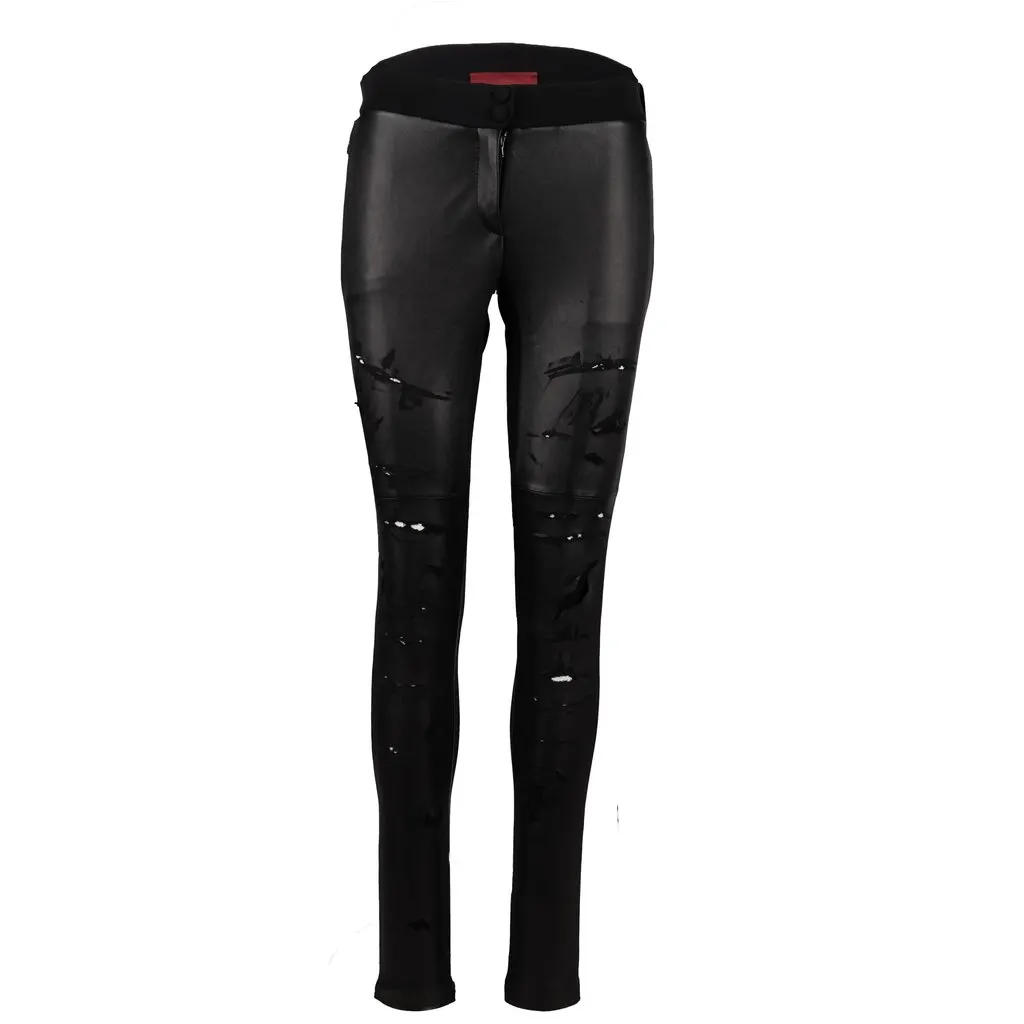 Unsigned Distressed Leather Pants - '10s White Leather Good - Front View