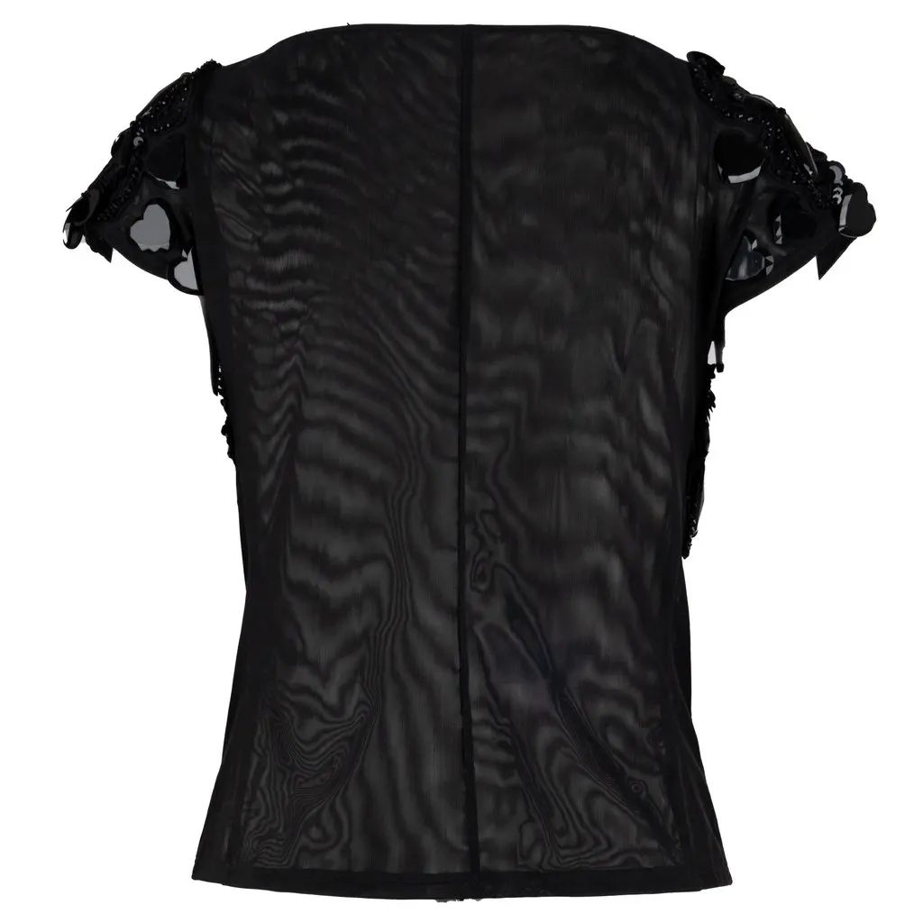 Unsigned Embellished Top - '10s Black Good - Back View