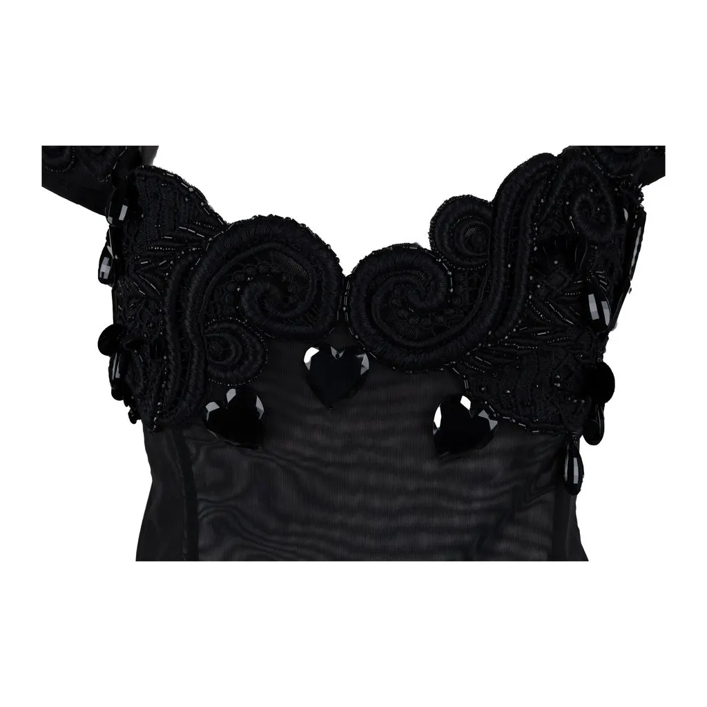Unsigned Embellished Top - '10s Black Good - Inside View