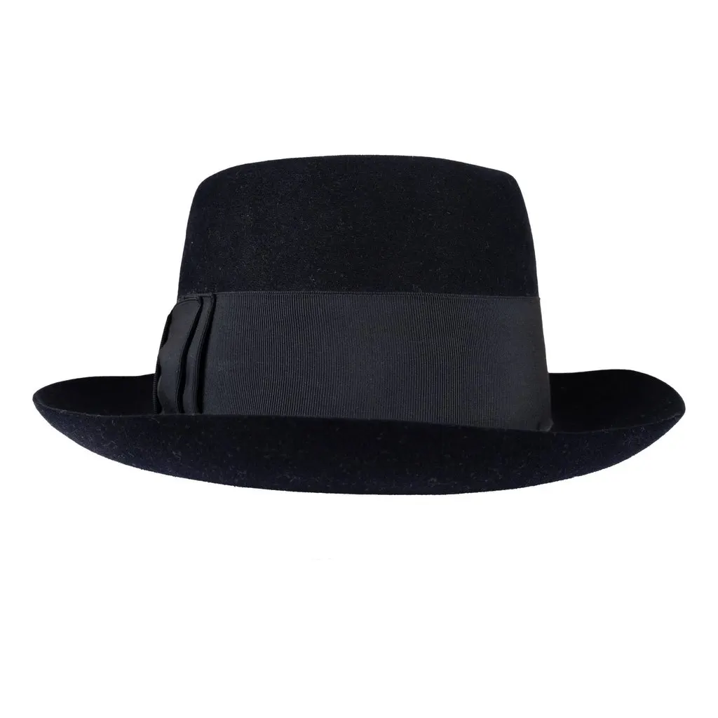 Unsigned Trilby Hat - '00s Black Leather Good - Back View