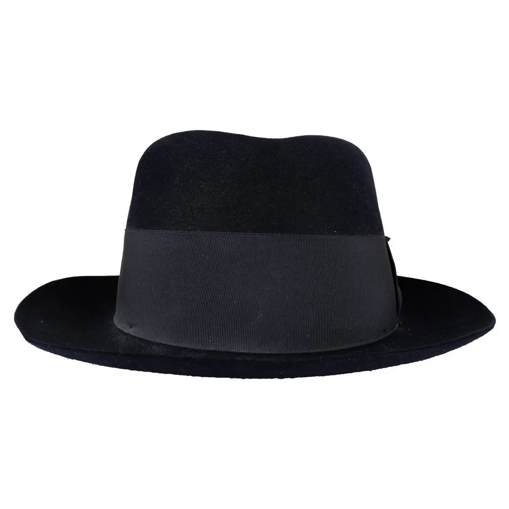 Unsigned Trilby Hat - '00s Black Leather Good - Inside View