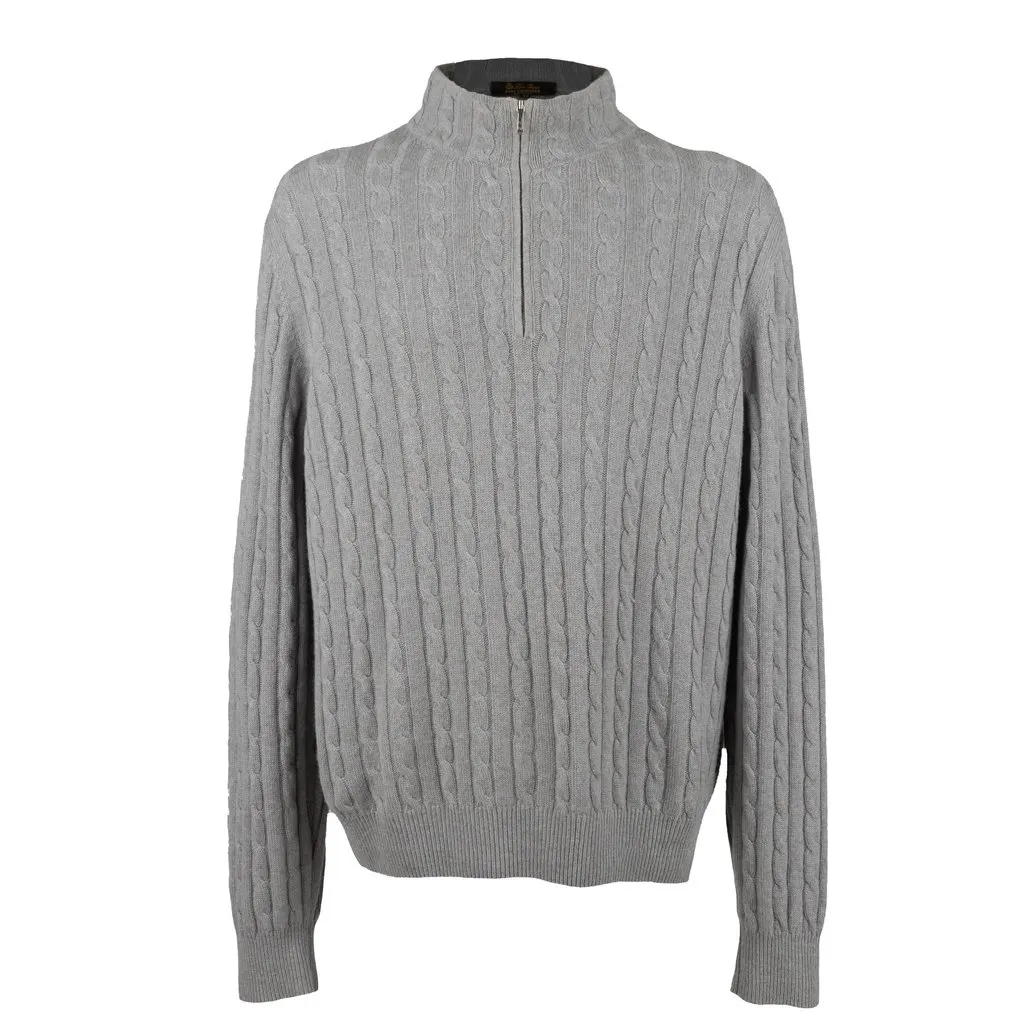 Loro Piana Treccia Mezzocollo Sweater - '10s Grey Wool Good - Front View