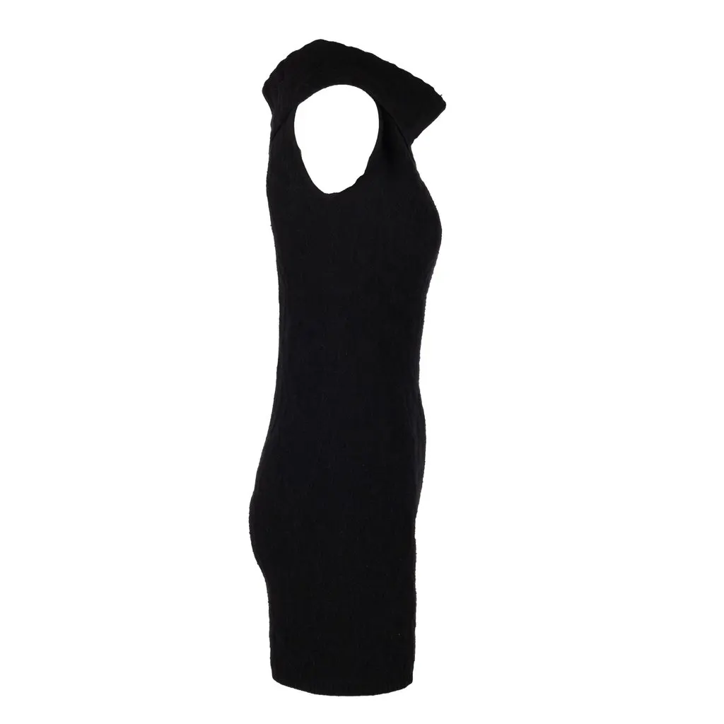 Rick Owens Wool Shift Dress - '10s Black Wool Good - Inside View
