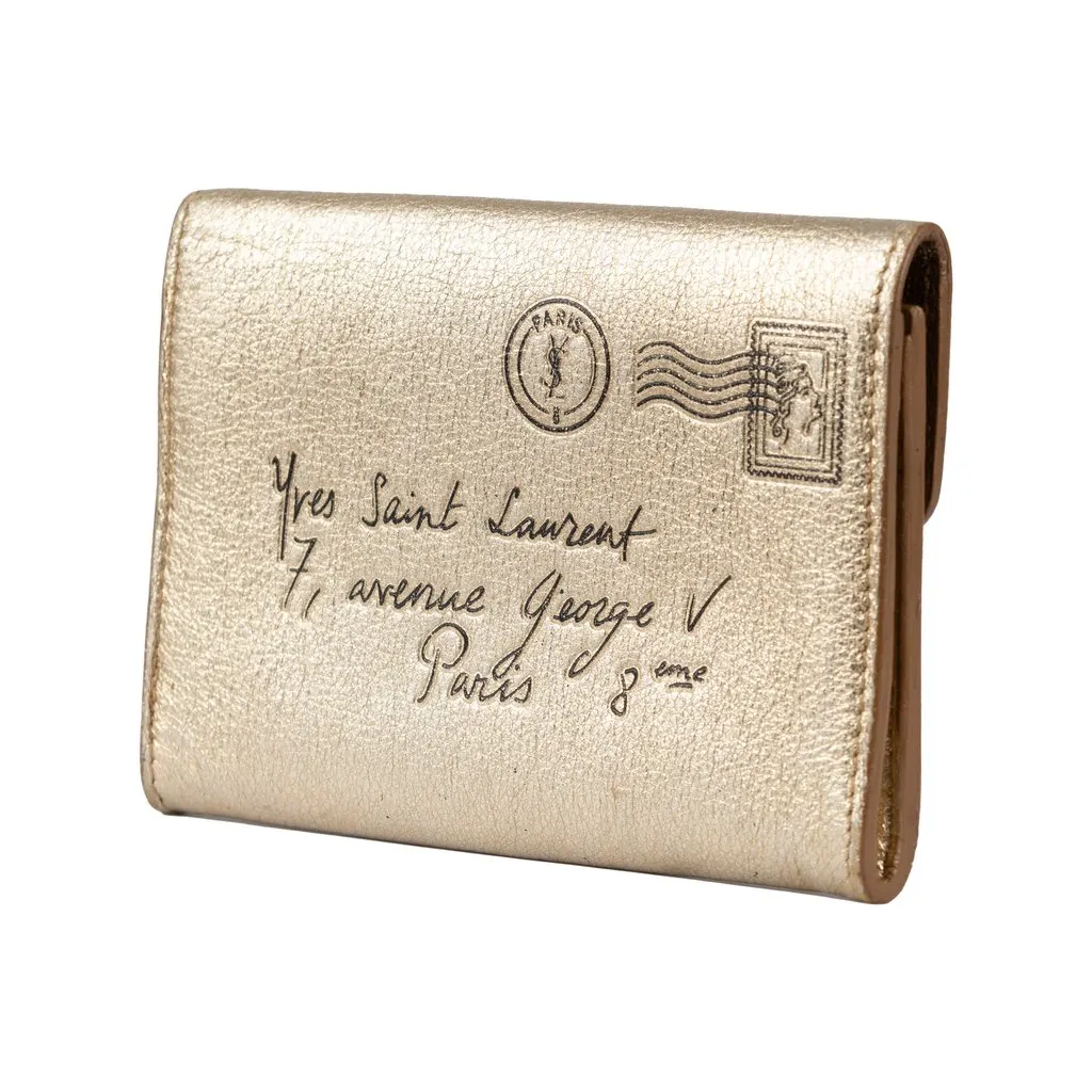 Saint Laurent Leather Card Holder - '00s Red Leather Good - Back View