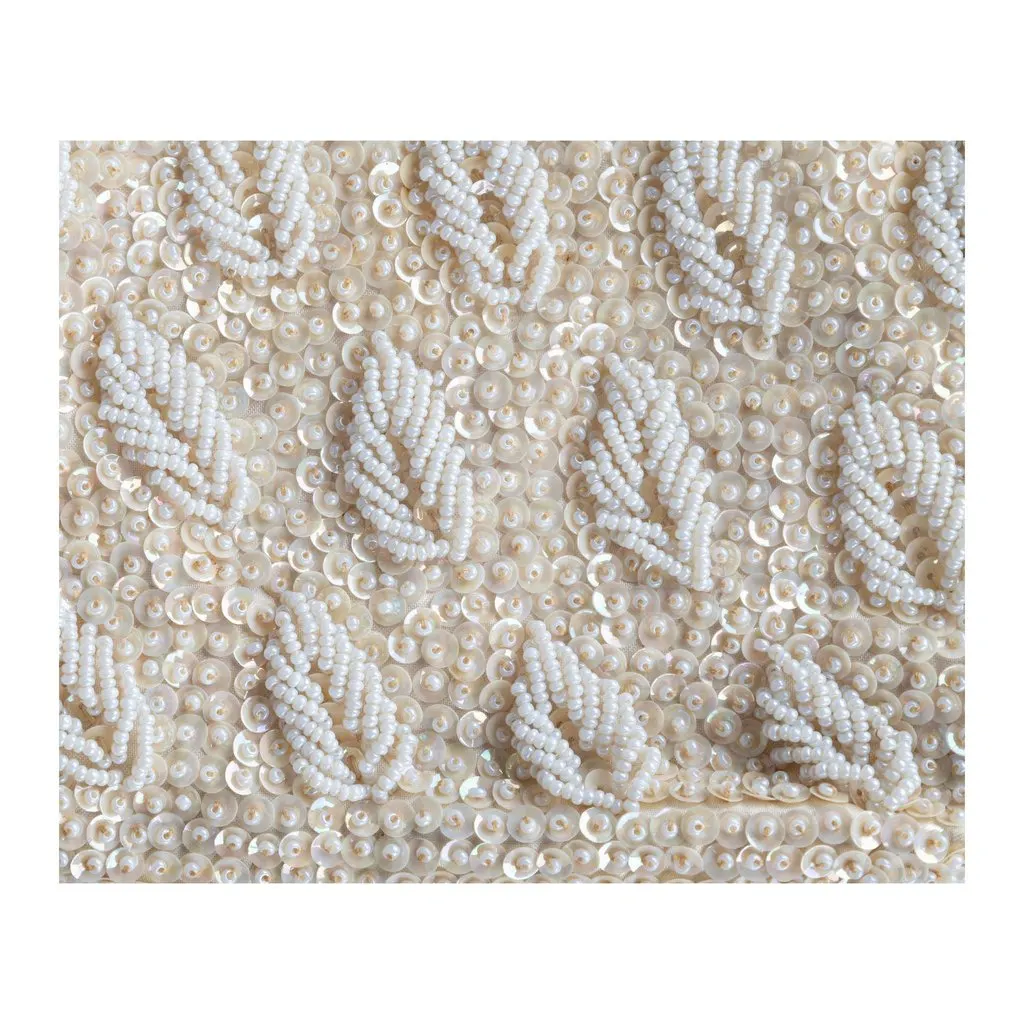 Unsigned Hand-made Beaded Clutch - '90s White Good - Inside View