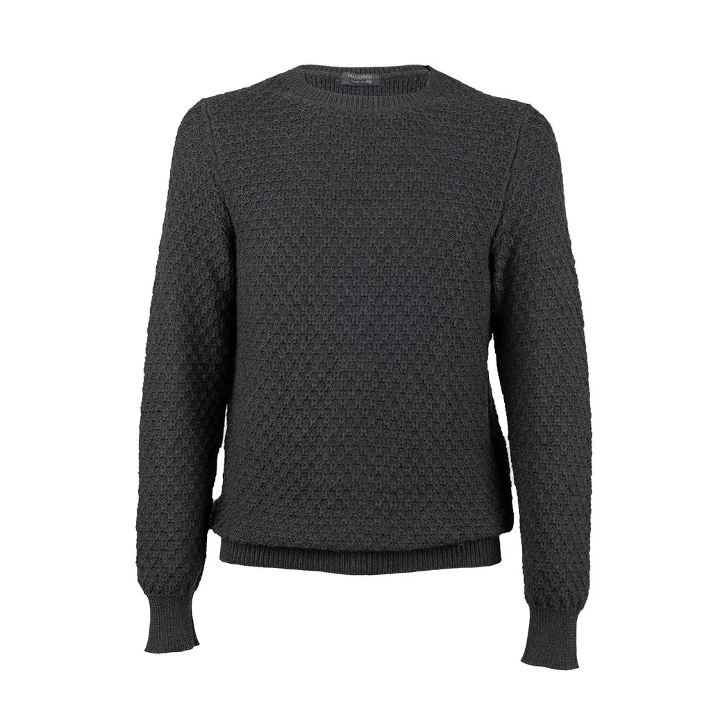Unsigned Textured Sweater - '10s Red Wool Good - Front View
