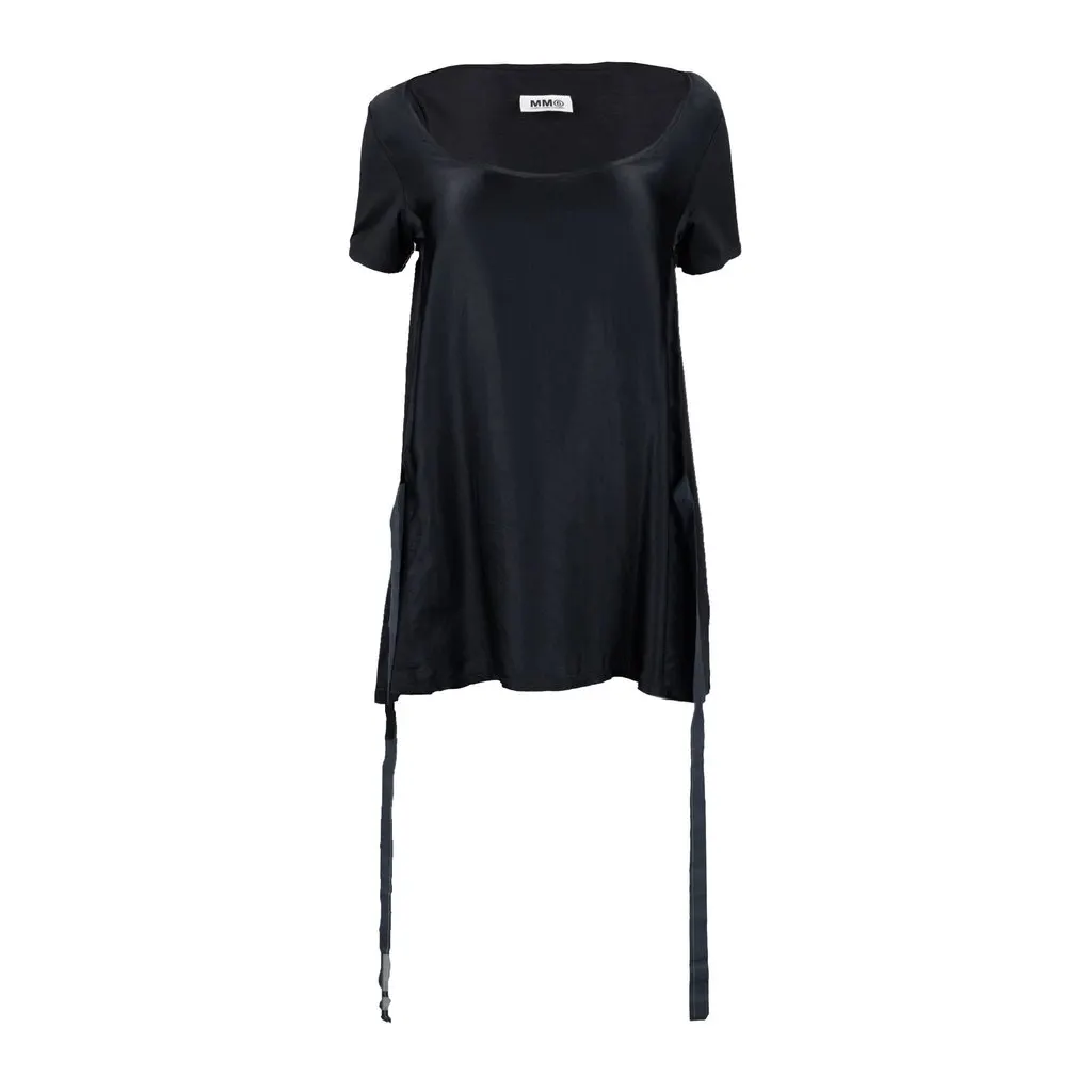 Maison Margiela Long Top with Ribbon - '10s Black Cotton Good - Back View