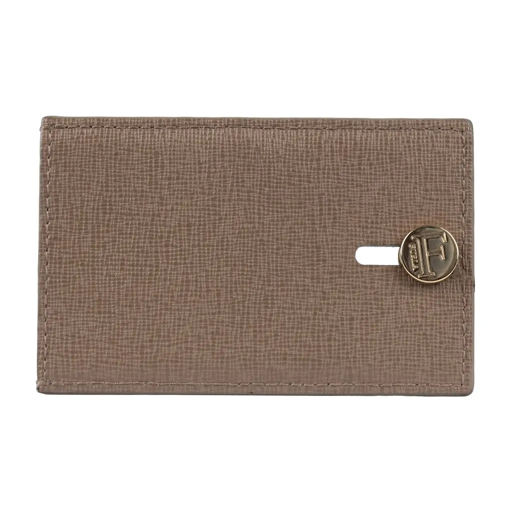 Furla Leather Card Holder - '10s Beige Leather Good - Front View