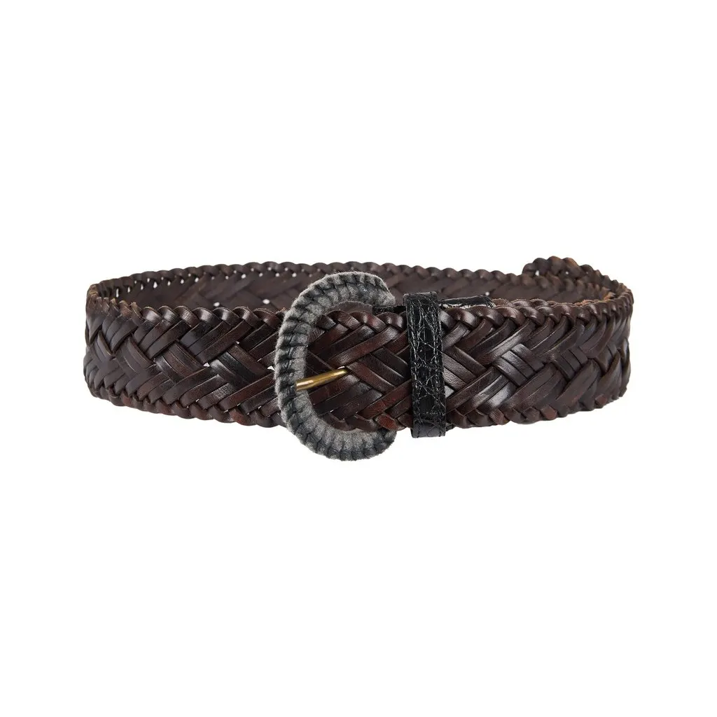 Unsigned Braided Belt - '10s Black Leather Good - Front View