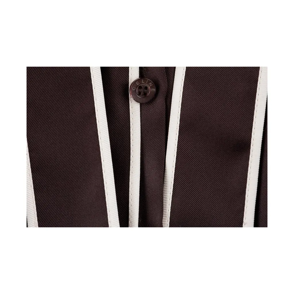 Celine Contrast Top with Collar - '10s Brown Silk Good - Inside View