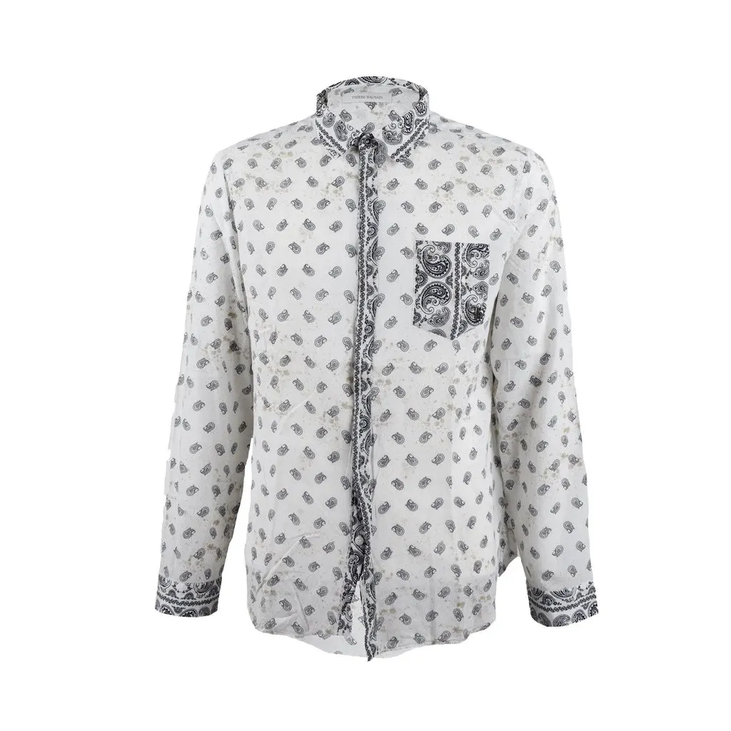 Balmain Pierre Balmain Paisley Print Shirt - '10s Red Cotton Good - Front View