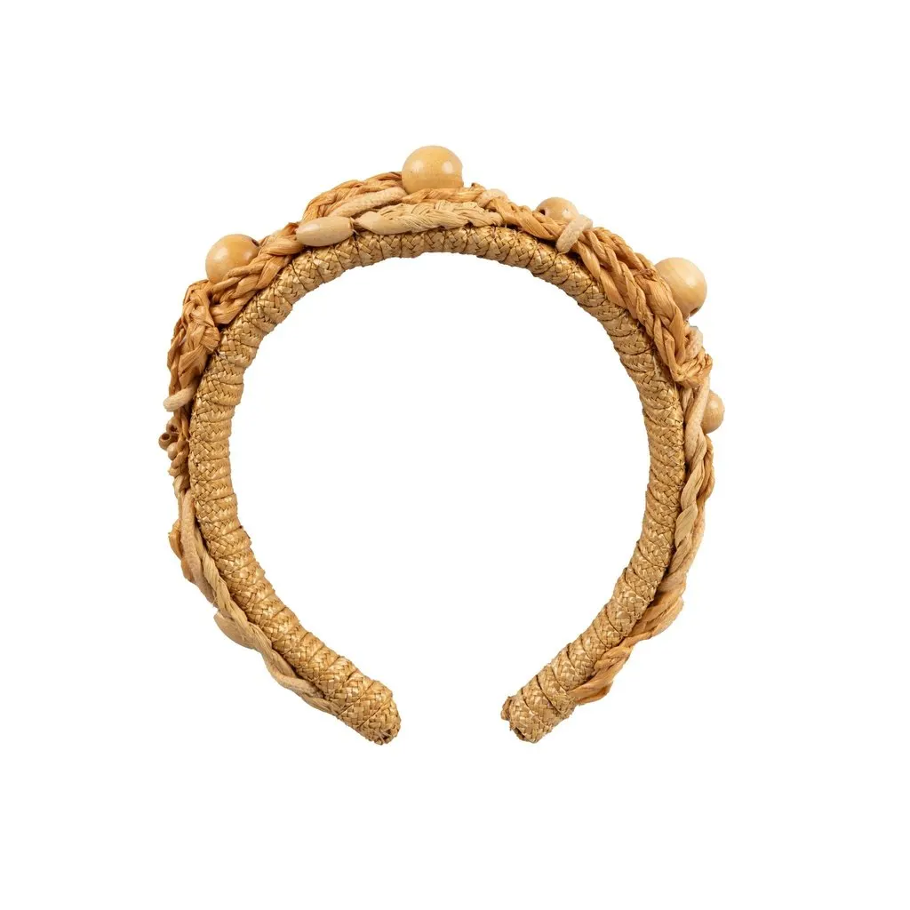 Unsigned Raffia Hairband - '90s Red Good - Front View