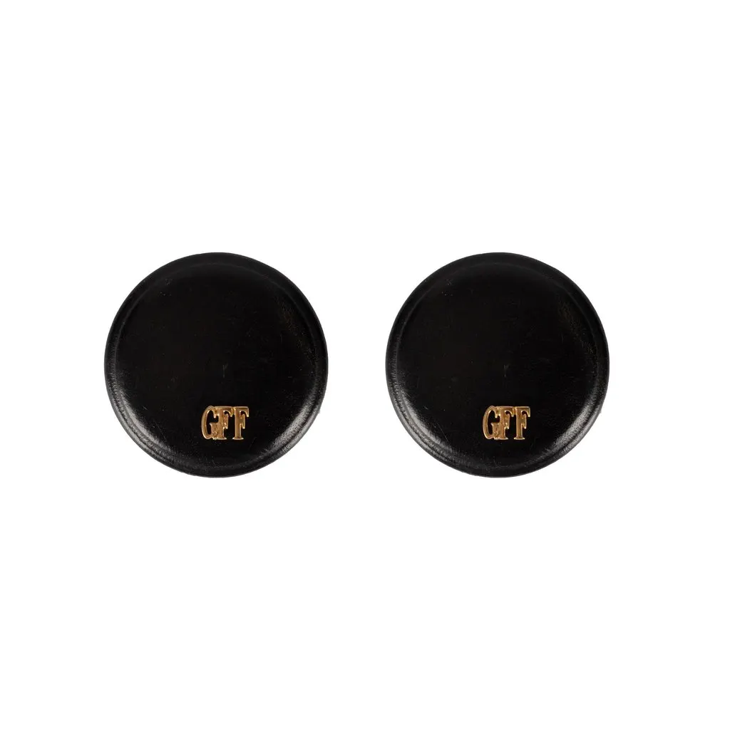 Gianfranco Ferré Clip-on Earrings - '90s Black Leather Good - Front View