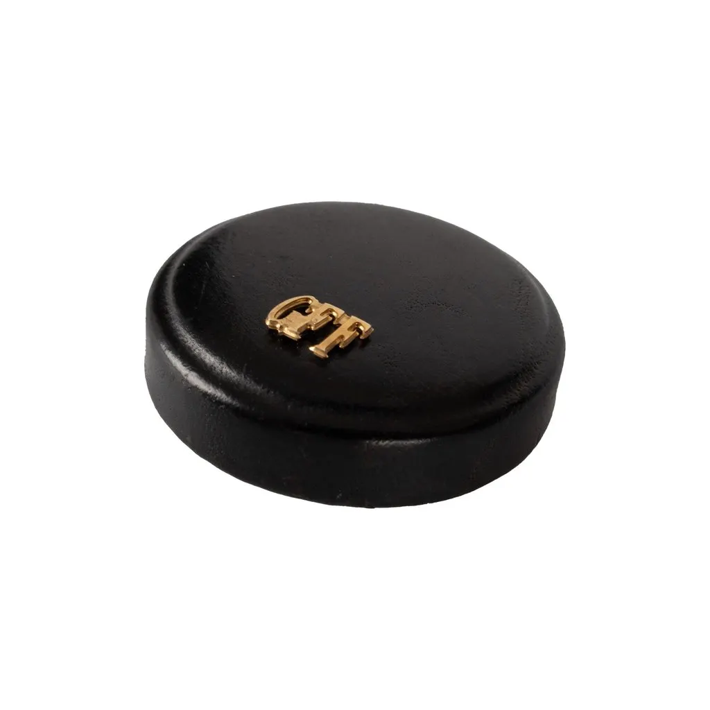 Gianfranco Ferré Clip-on Earrings - '90s Black Leather Good - Inside View