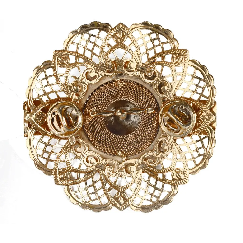 Unsigned Vintage Golden Brooch - '90s Gold Good - Back View