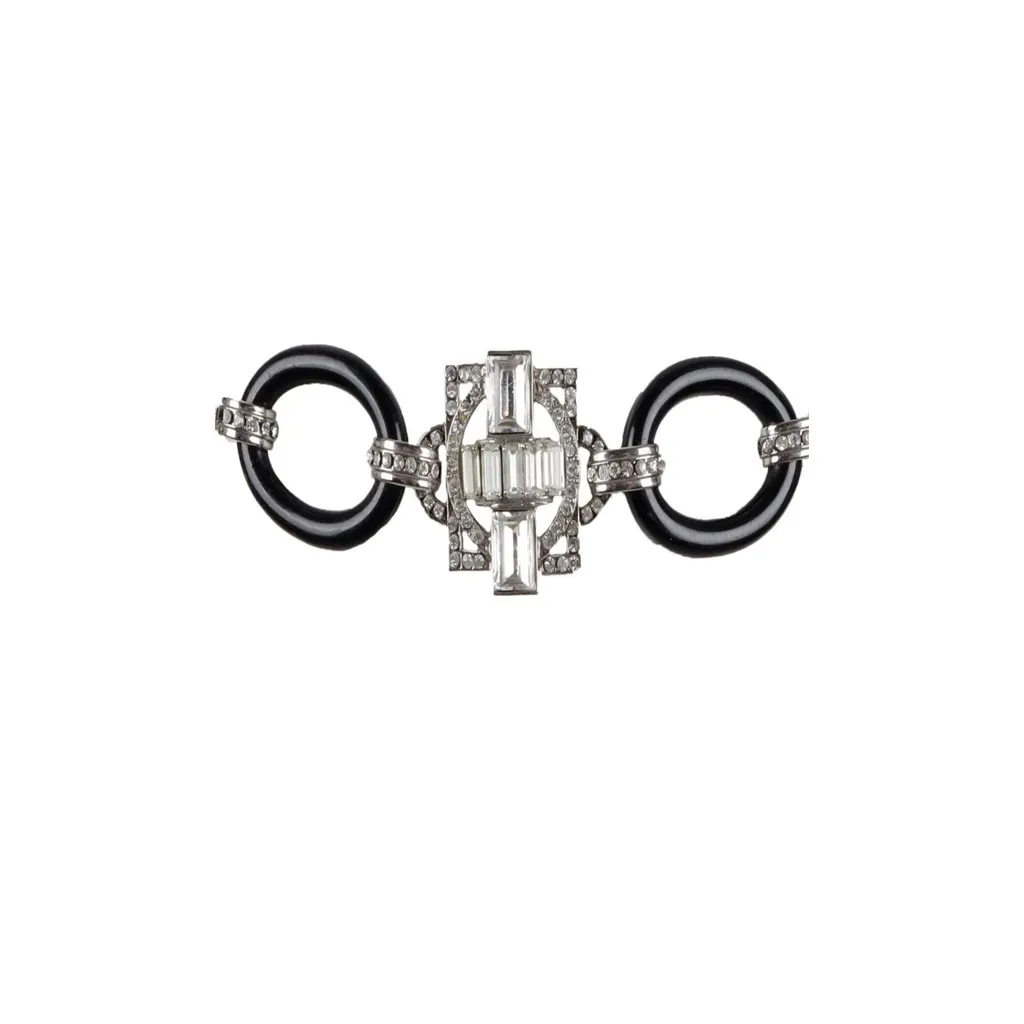 Unsigned Bejeweled Chain Belt - '10s Black Good - Inside View