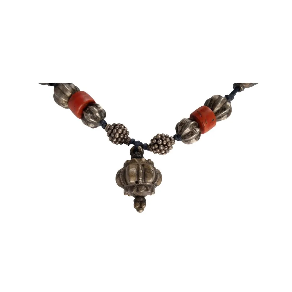 Unsigned Vintage Bead and Charm Necklace - '90s Red Lace Good - Back View
