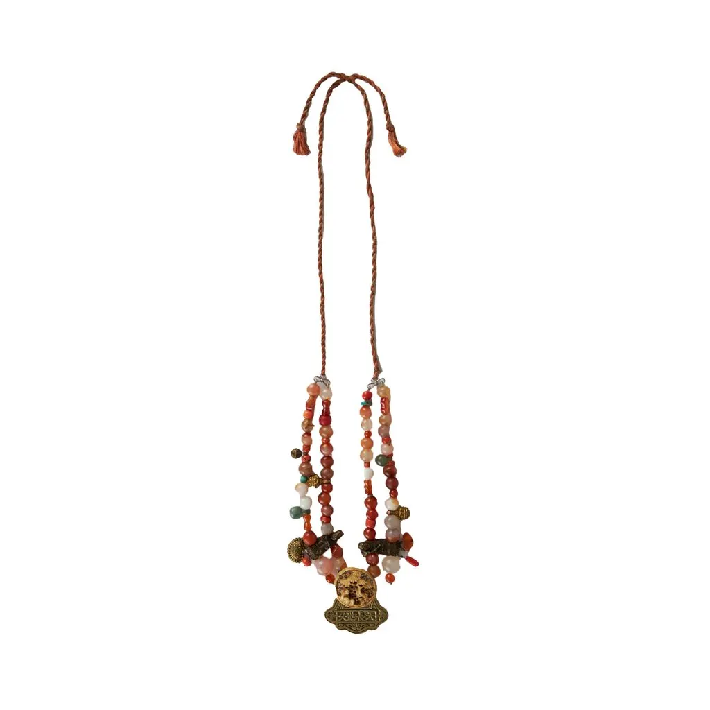 Unsigned Antique Necklace - '90s Red Lace Good - Back View