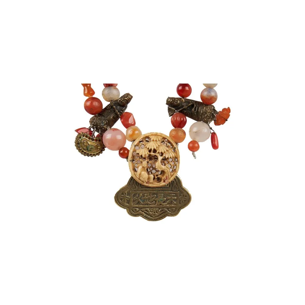 Unsigned Antique Necklace - '90s Red Lace Good - Inside View