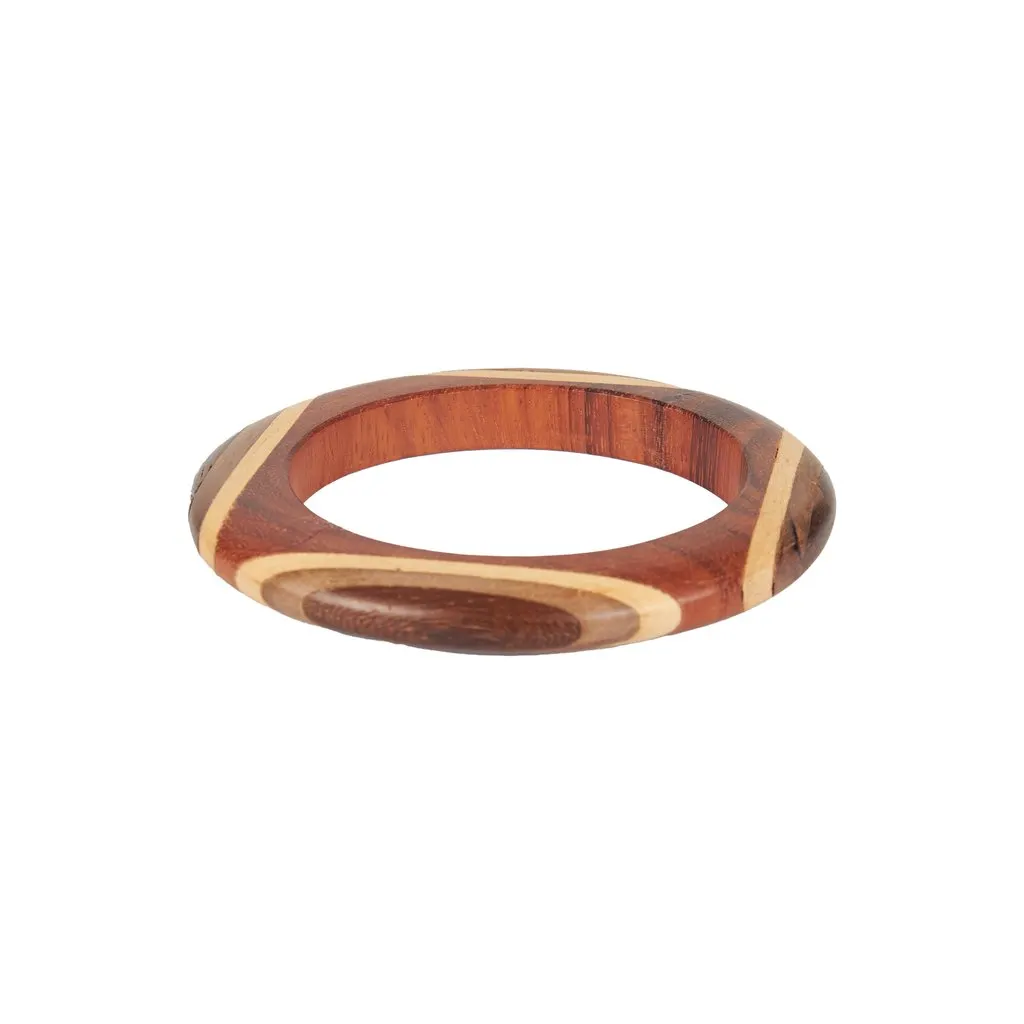 Unsigned Wooden Bangle Set - '90s Brown Good - Inside View
