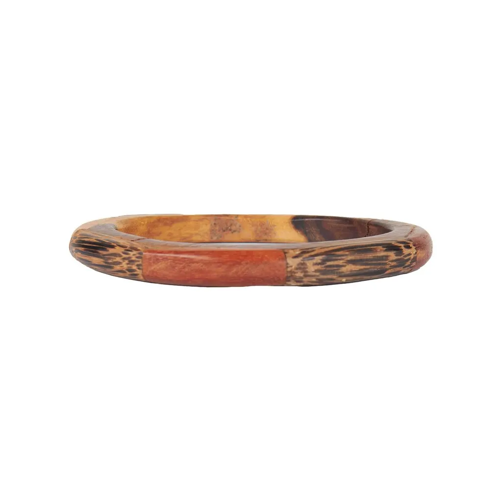Unsigned Wooden Bangle - '90s Brown Good - Inside View