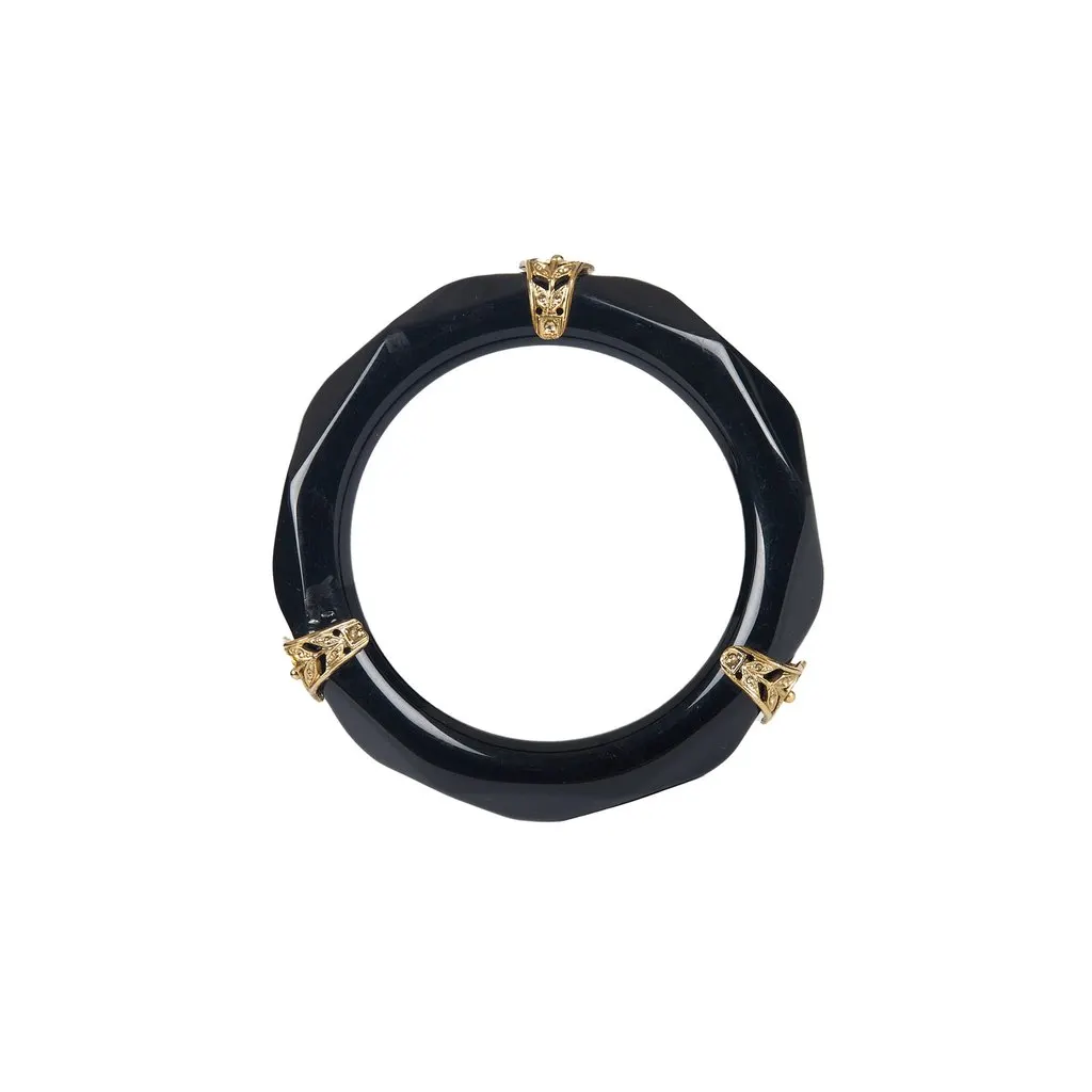 Unsigned Bracelet with Golden Metal Details - '00s Gold Good - Front View
