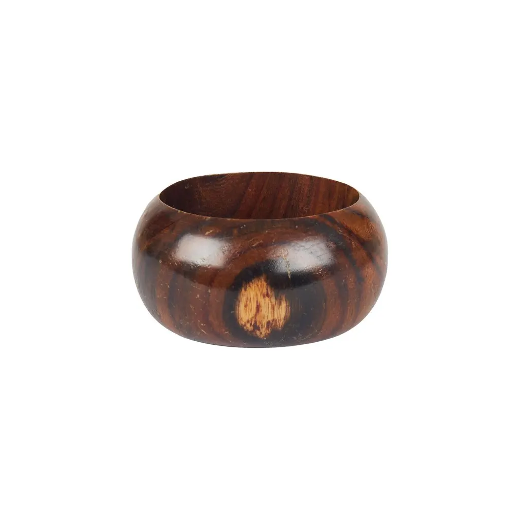 Unsigned Wooden Bangle Set - '90s Brown Good - Model View