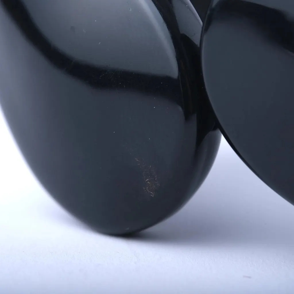 Unsigned Sculptural Black Resin Cuff with Gold-Tone Closure - '00s Black Good - Back View