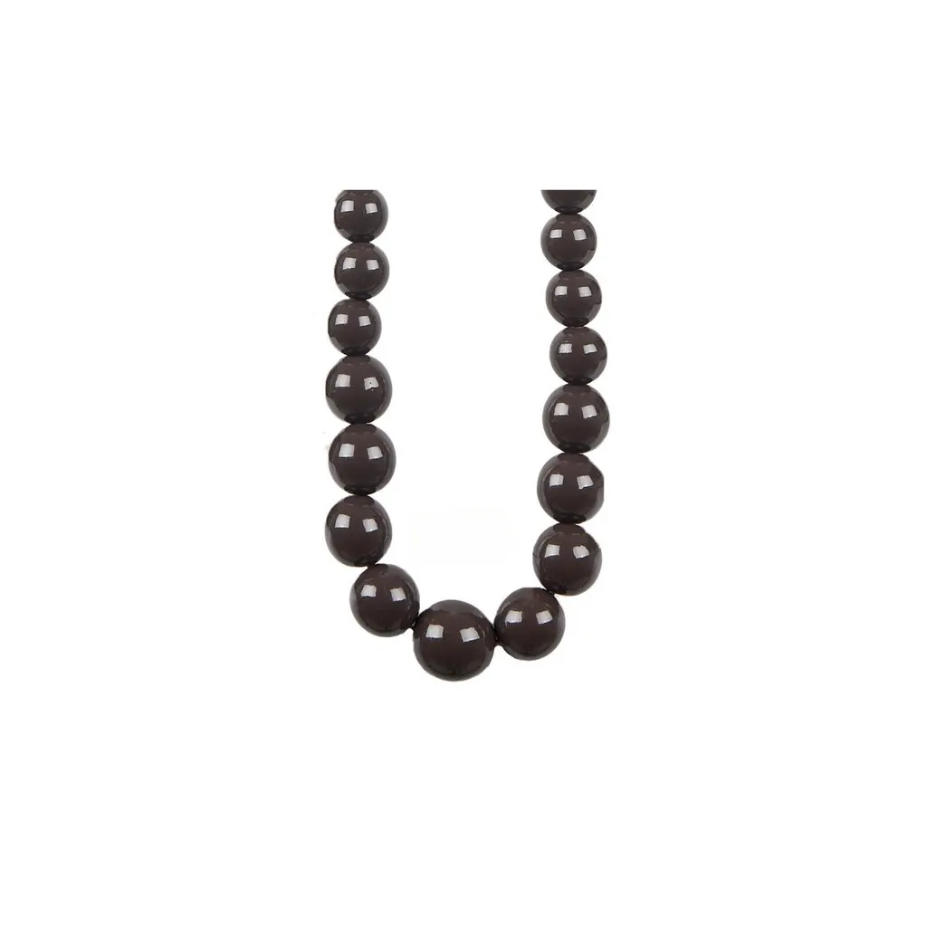 Unsigned Nathalie Costes Wooden Bead Necklace - '90s Brown Lace Good - Back View
