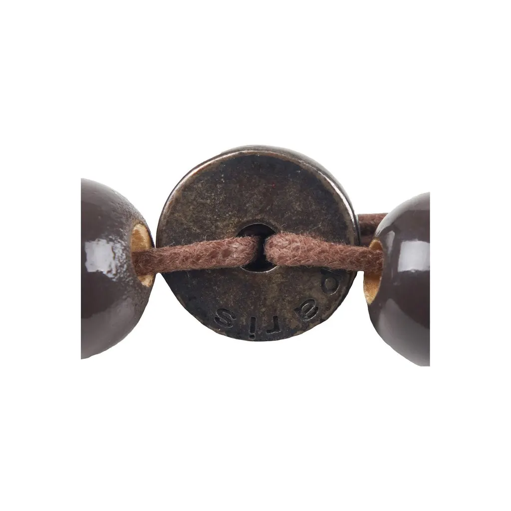 Unsigned Nathalie Costes Wooden Bead Necklace - '90s Brown Lace Good - Inside View