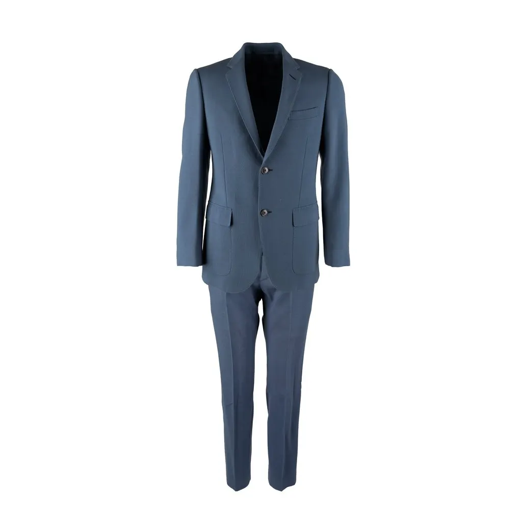 Gucci Blue Suit - '00s Blue Wool Good - Front View