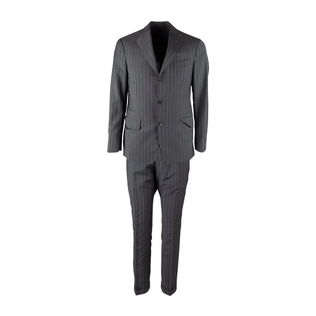 Boglioli Pinstripe Suit - '00s Grey Wool Good - Front View