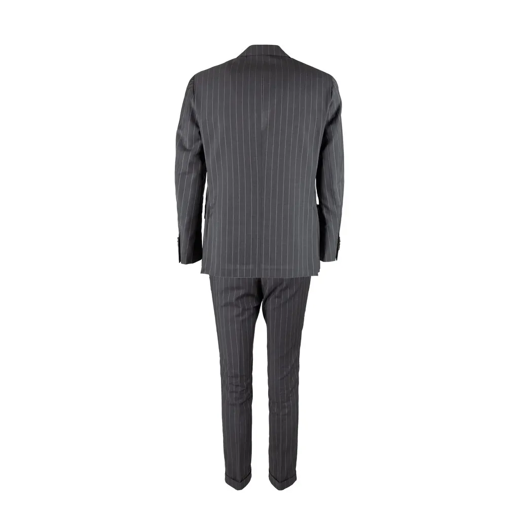 Boglioli Pinstripe Suit - '00s Grey Wool Good - Back View