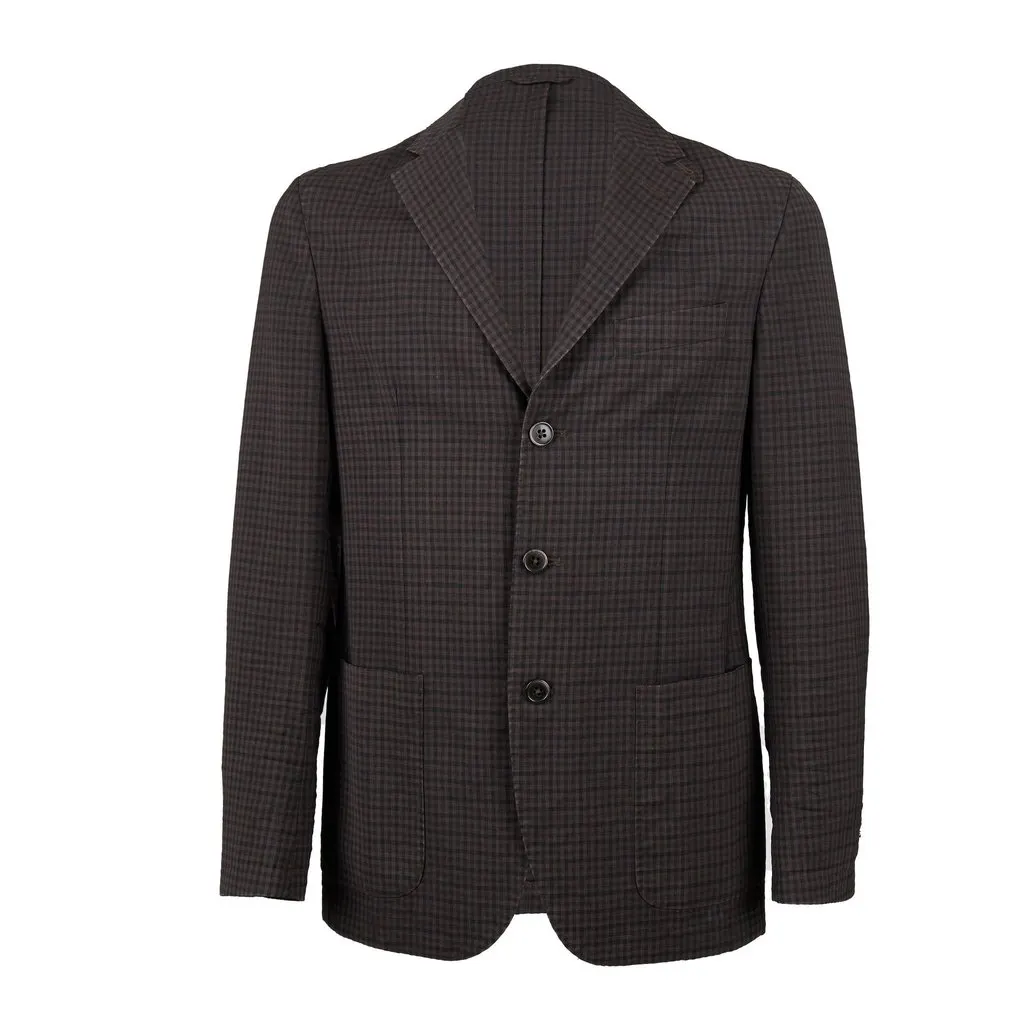 Unsigned L.B.M. 1911 Checkered Jacket - '00s Red Wool Good - Front View