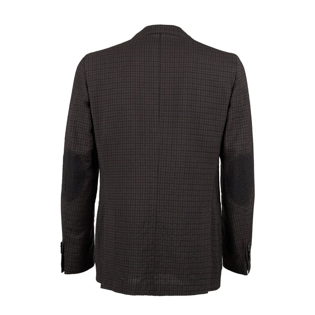 Unsigned L.B.M. 1911 Checkered Jacket - '00s Red Wool Good - Back View