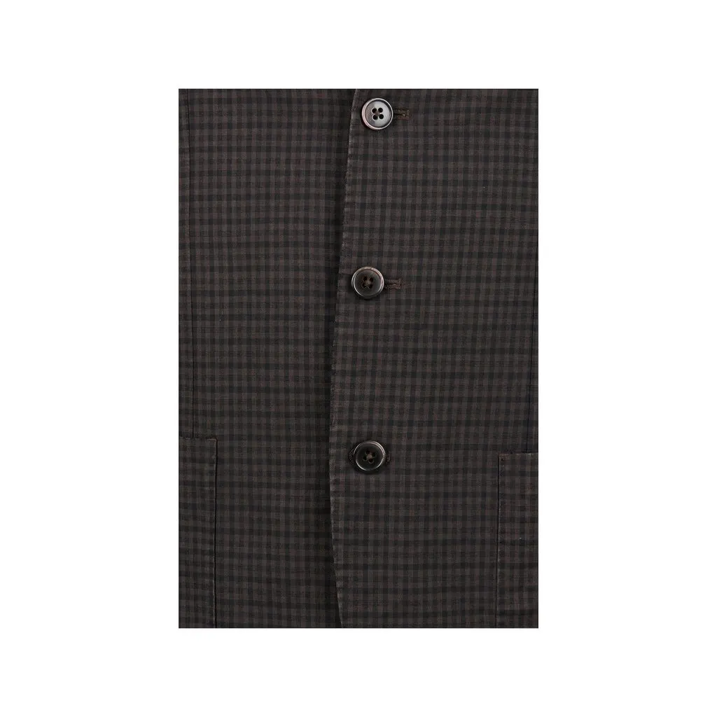 Unsigned L.B.M. 1911 Checkered Jacket - '00s Red Wool Good - Inside View