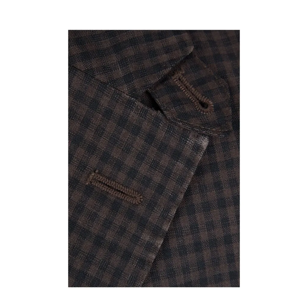 Unsigned L.B.M. 1911 Checkered Jacket - '00s Red Wool Good - Model View