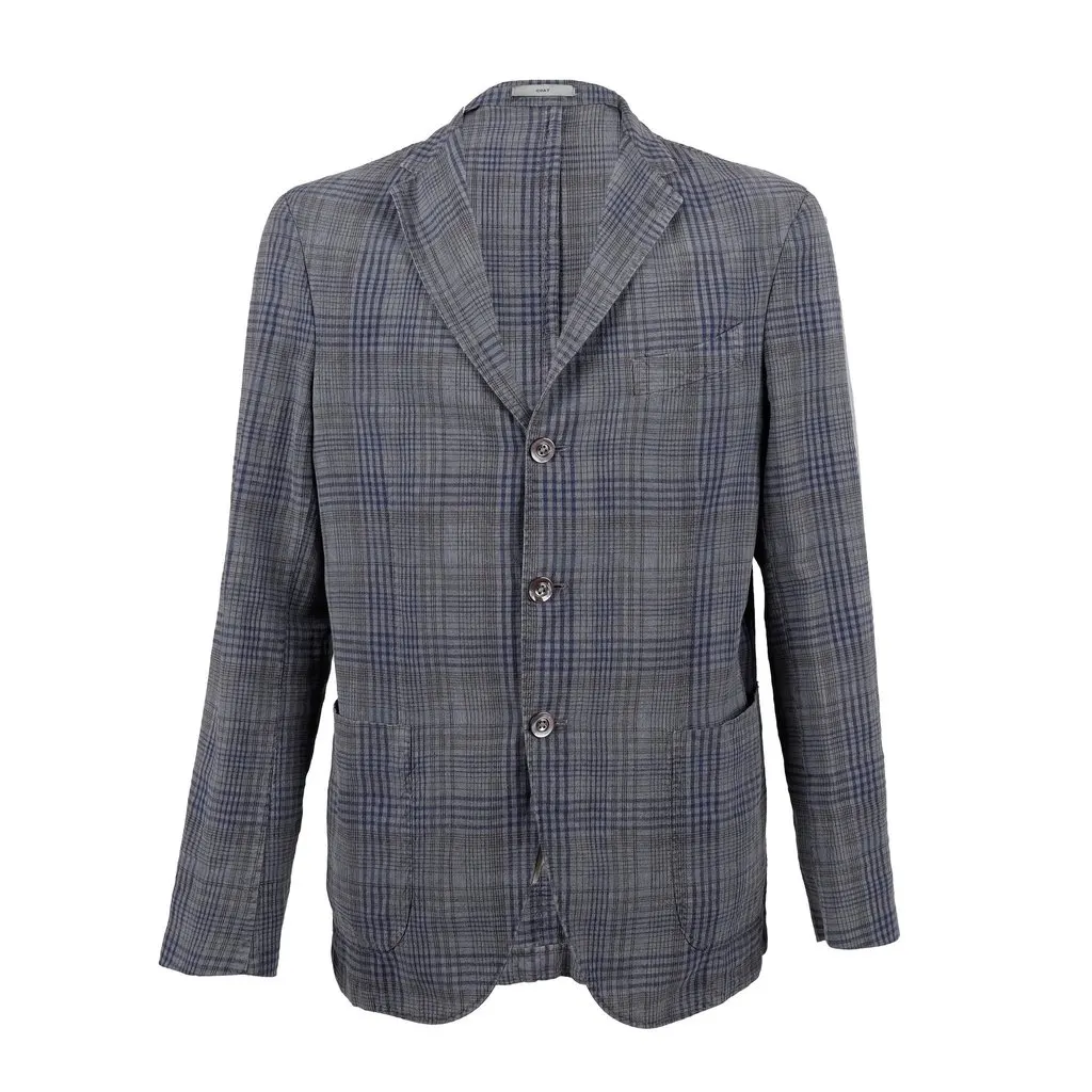 Boglioli Tartan Check Jacket - '00s MultiColor Linen Good - Front View