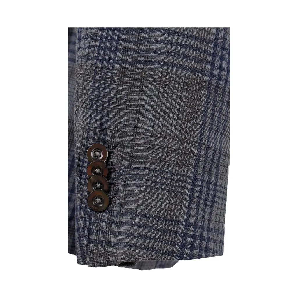 Boglioli Tartan Check Jacket - '00s MultiColor Linen Good - Model View
