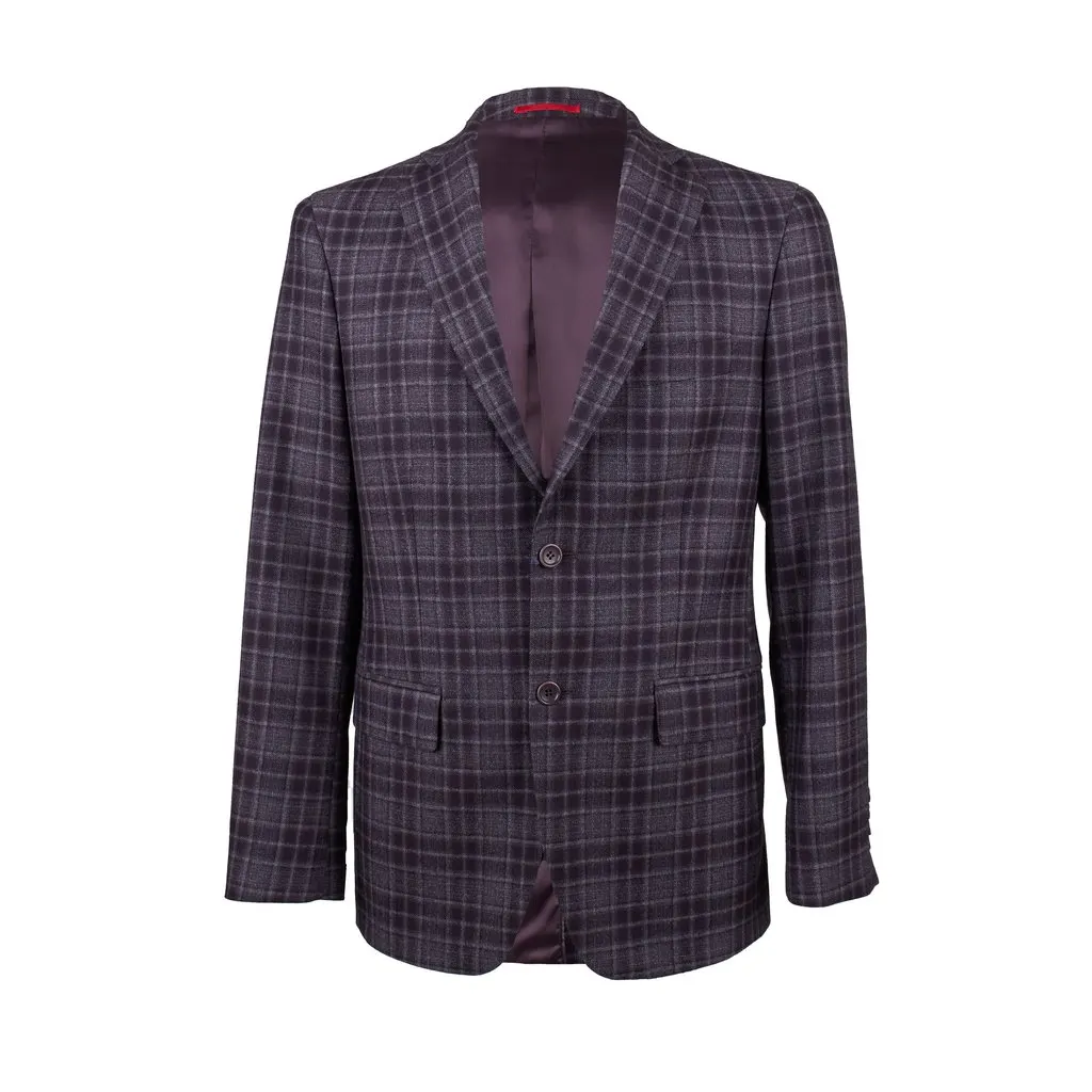 Boggi Plaid Wool Jacket - '10s Grey Wool Good - Front View