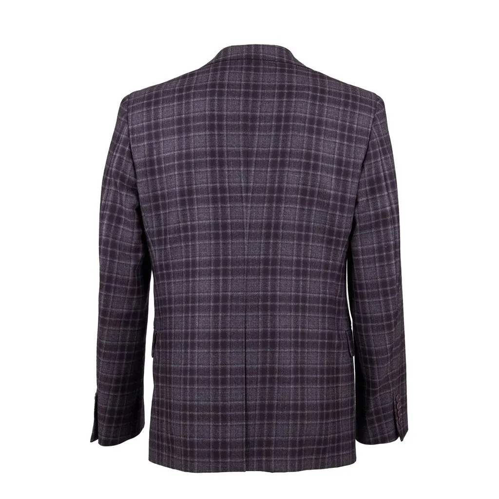 Boggi Plaid Wool Jacket - '10s Grey Wool Good - Back View