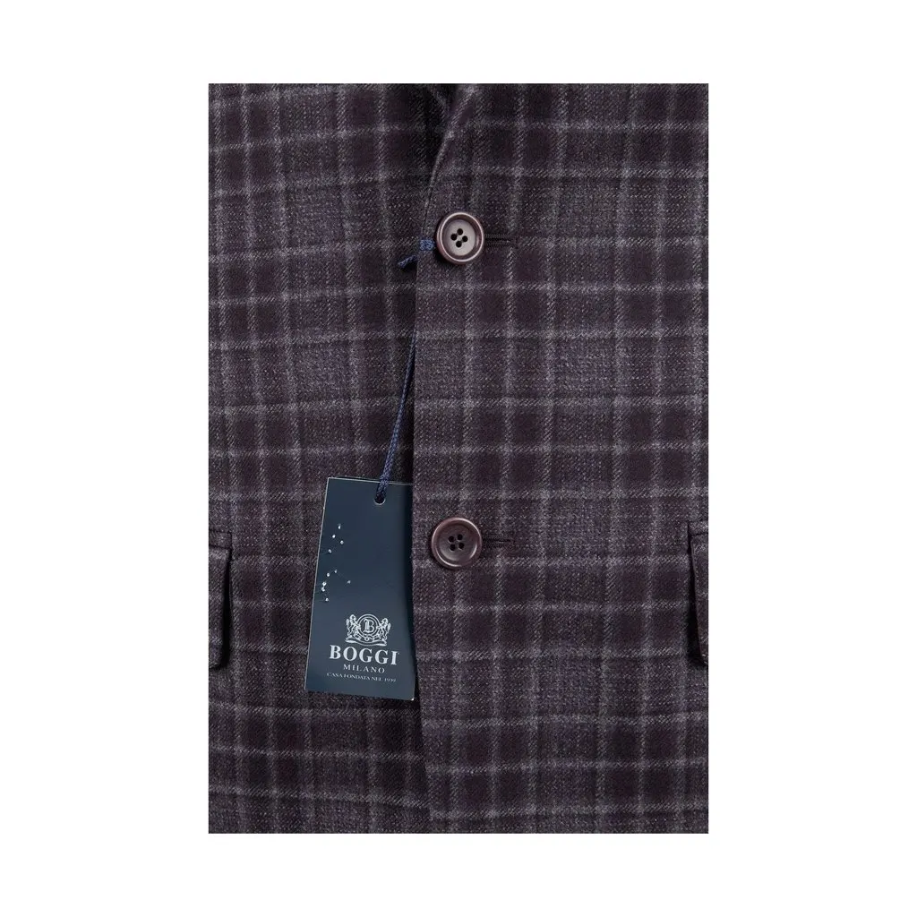 Boggi Plaid Wool Jacket - '10s Grey Wool Good - Inside View