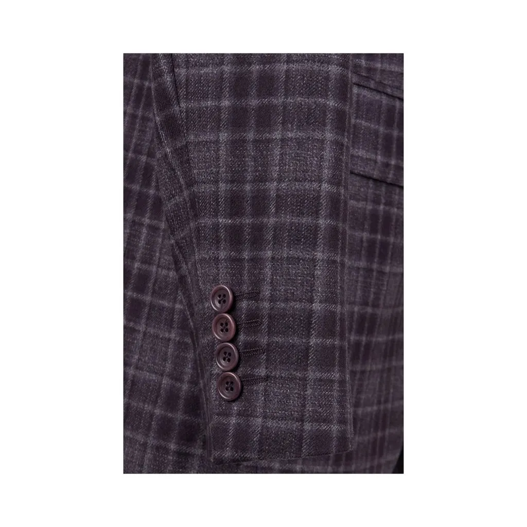 Boggi Plaid Wool Jacket - '10s Grey Wool Good - Model View