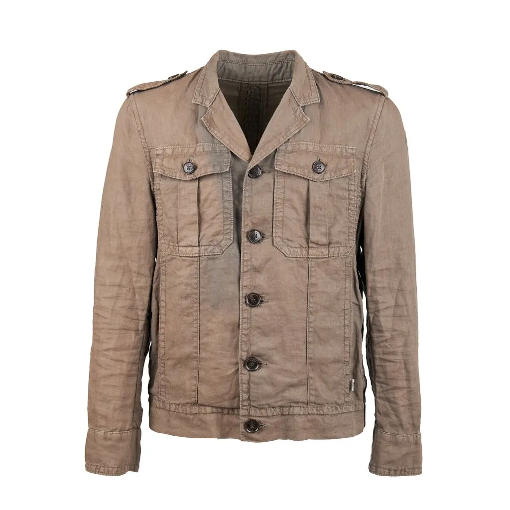 Cerruti 1881 Cerruti 1881 Faded Jacket - '00s Brown Linen Good - Front View
