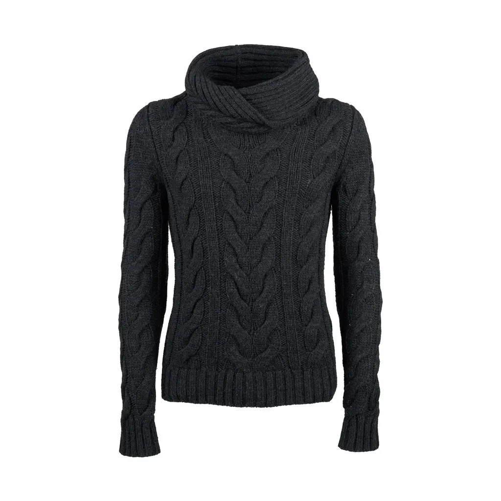 Unsigned Turtleneck Knit Sweater - '10s Grey Wool Good - Front View