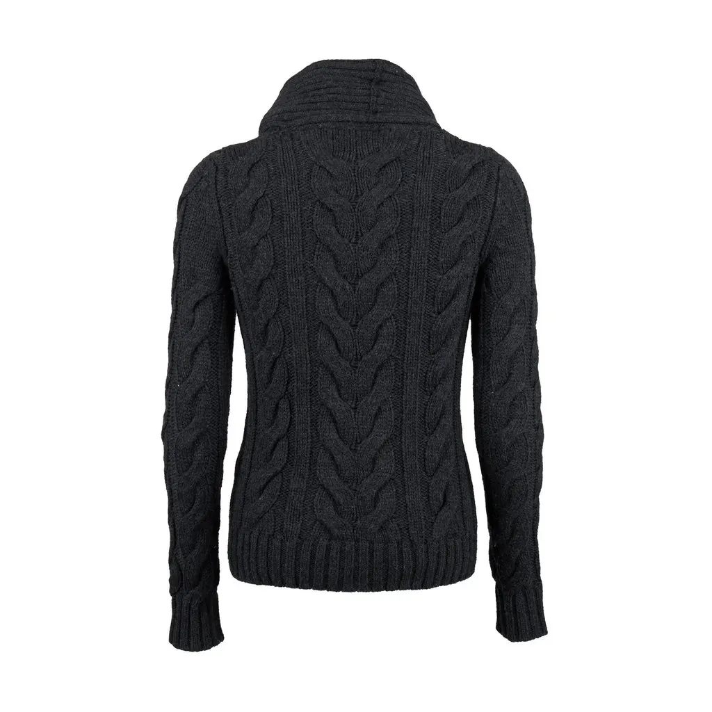 Unsigned Turtleneck Knit Sweater - '10s Grey Wool Good - Back View