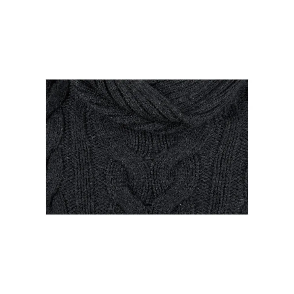 Unsigned Turtleneck Knit Sweater - '10s Grey Wool Good - Inside View